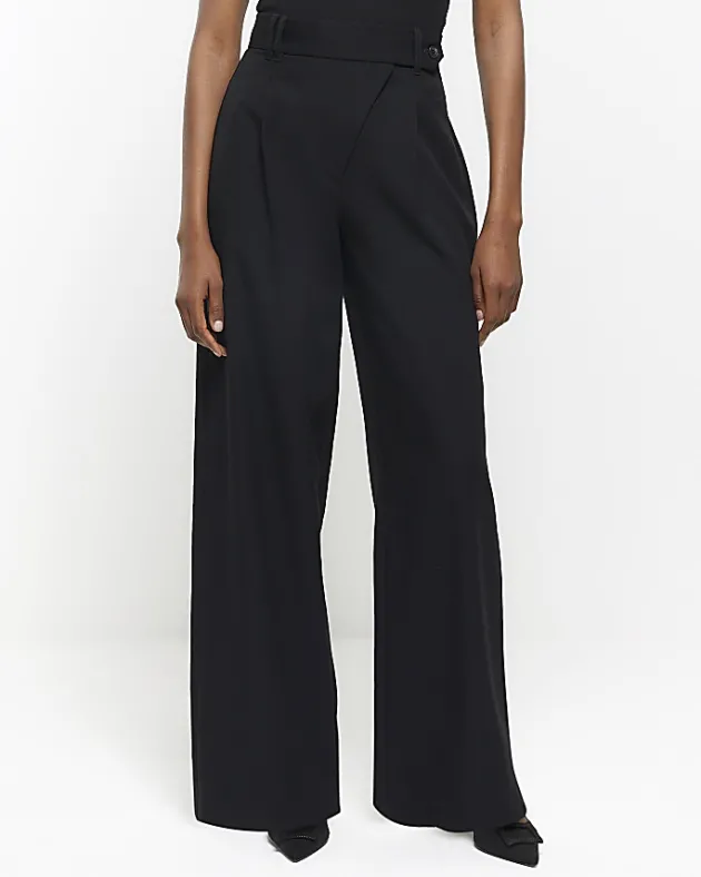 River Island asymmetric waist wide leg trousers< Trousers