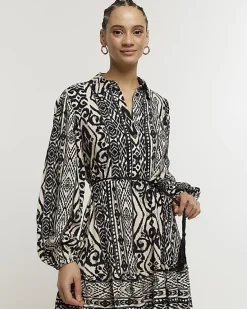 River Island Aztec belted mini shirt dress< Dresses