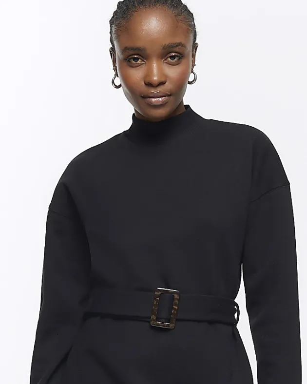 River Island Belted Sweatshirt Mini Dress< Dresses