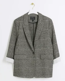 River Island check rolled sleeve blazer< Suits & Tailoring