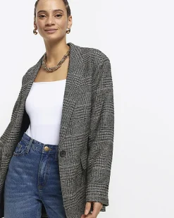 River Island check rolled sleeve blazer< Suits & Tailoring