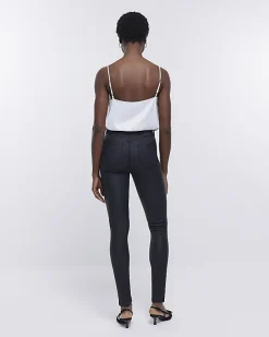 River Island coated denim high waisted skinny jeans< Jeans