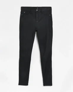 River Island coated denim high waisted skinny jeans< Jeans