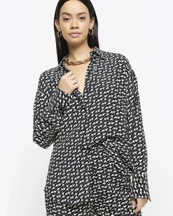 River Island crepe geometric oversized shirt< Co-ord Sets