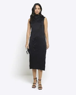 River Island crinkle high neck bodycon midi dress< Dresses