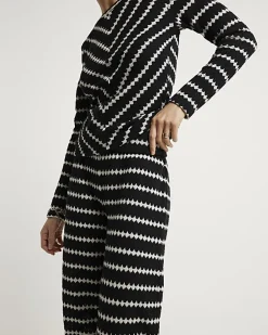 River Island crochet stripe wide leg trousers< Trousers