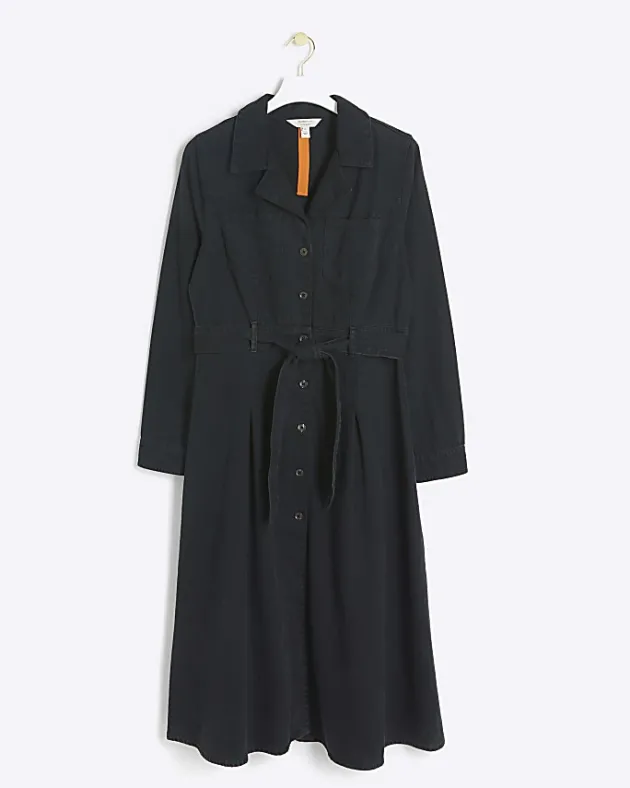 River Island denim belted midi shirt dress< Dresses