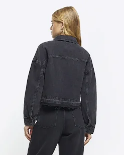 River Island diamante crop denim jacket< Coats & Jackets