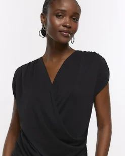 River Island drape detail wrap mini dress< Dresses