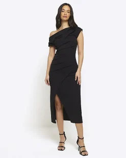River Island drape off shoulder bodycon midi dress< Dresses