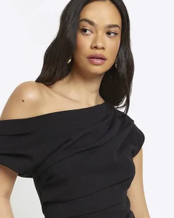 River Island drape off shoulder bodycon midi dress< Dresses
