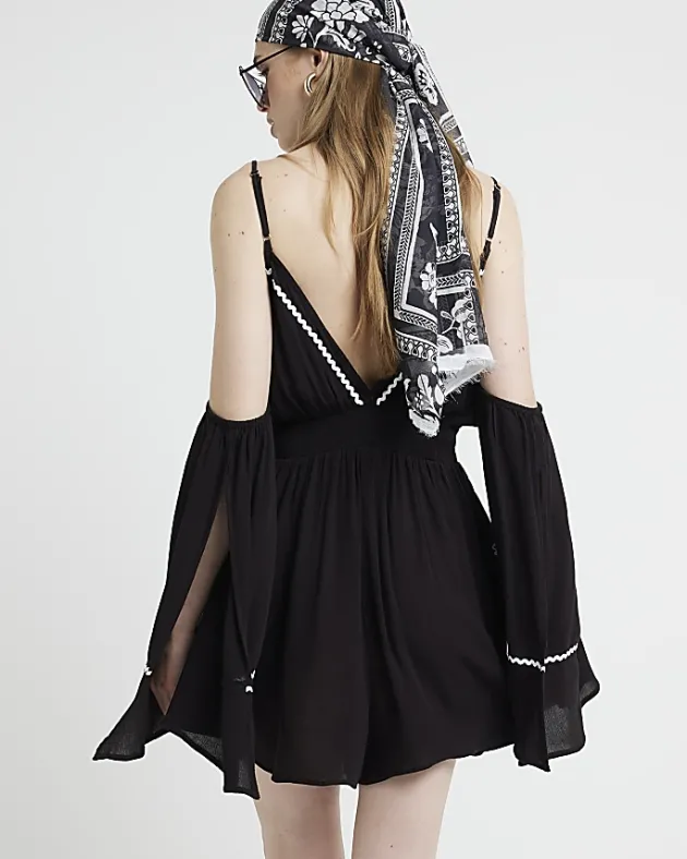 River Island embroidered cold shoulder playsuit< Jumpsuits & Playsuits