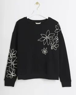 River Island embroidered floral sweatshirt< Loungewear