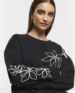 River Island embroidered floral sweatshirt< Loungewear