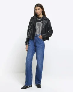 River Island faux leather crop trench coat< Coats & Jackets