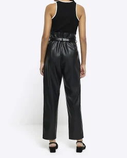 River Island faux leather paperbag trousers< Trousers