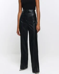 River Island faux leather straight leg trousers< Trousers