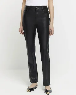 River Island faux leather straight trousers< Trousers
