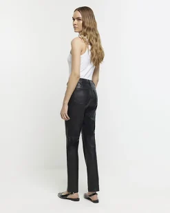 River Island faux leather straight trousers< Trousers