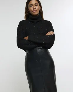 River Island faux leather tailored midi skirt< Skirts
