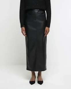River Island faux leather tailored midi skirt< Skirts