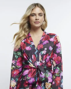 River Island floral long sleeve midi dress< Dresses