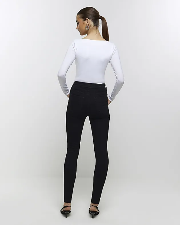 River Island high waisted stud skinny jeans< Jeans