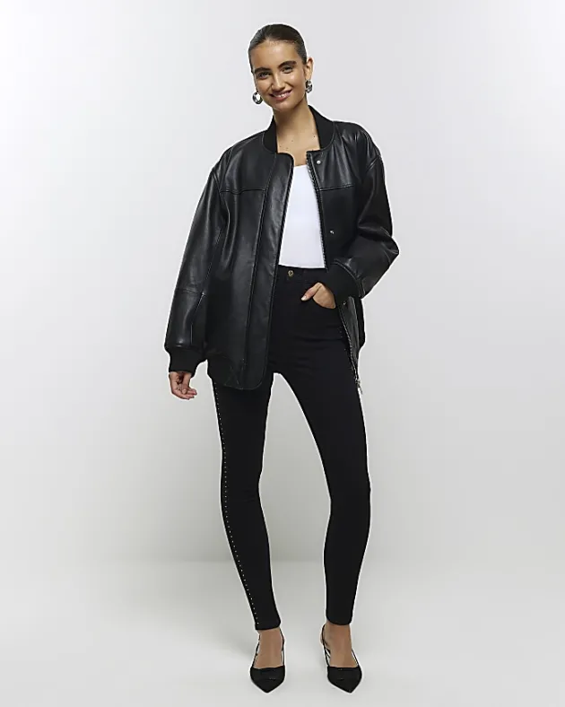 River Island high waisted stud skinny jeans< Jeans