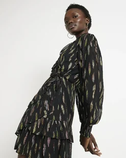 River Island jacquard printed wrap mini dress< Dresses