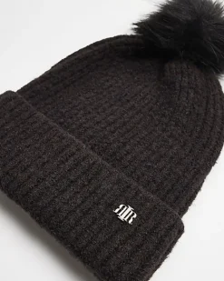 River Island knit pom beanie< Accessories