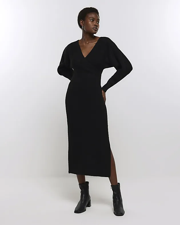 River Island knit wrap jumper midi dress< Dresses