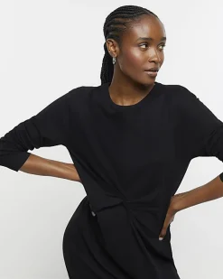 River Island knot long sleeve t-shirt midi dress< Dresses