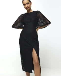 River Island lace split hem bodycon midi dress< Dresses
