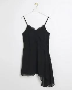 River Island lace trim asymmetric slip mini dress< Dresses