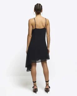 River Island lace trim asymmetric slip mini dress< Dresses