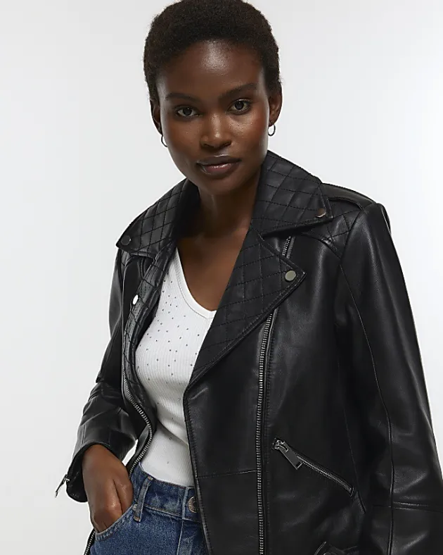 River Island leather zip up biker jacket< Coats & Jackets