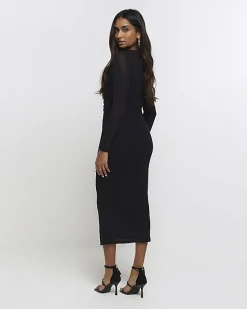 River Island mesh cut out bodycon midi dress< Dresses