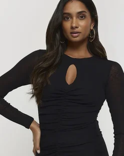 River Island mesh cut out bodycon midi dress< Dresses