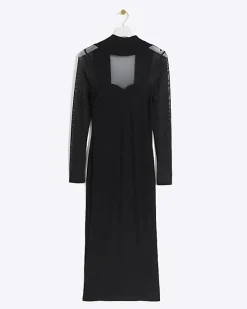 River Island mesh open back bodycon midi dress< Dresses