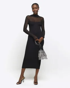 River Island mesh open back bodycon midi dress< Dresses