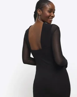River Island mesh open back bodycon midi dress< Dresses