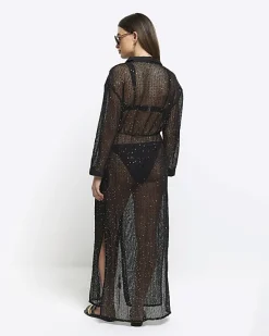 River Island mesh sequin beach maxi shirt dress< Swimwear & Beachwear