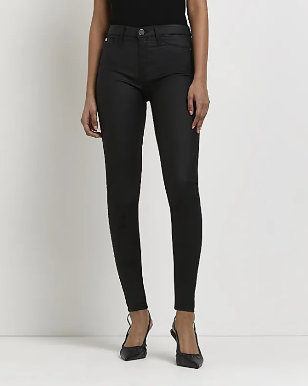 River Island Molly coated mid rise skinny jeans< Jeans