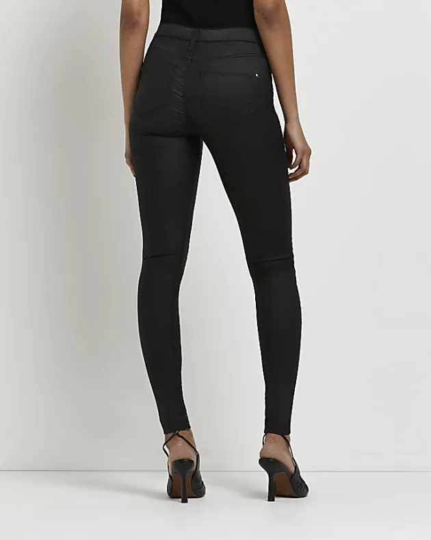 River Island Molly coated mid rise skinny jeans< Jeans