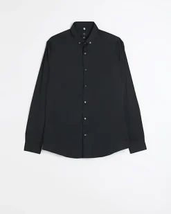 River Island muscle fit long sleeve shirt< Shirts