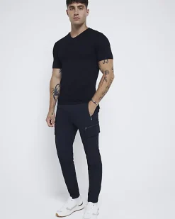 River Island muscle fit V neck t-shirt< Essentials
