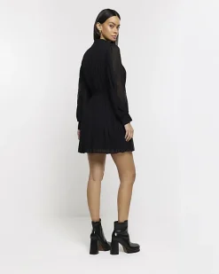 River Island plisse tie waist mini shirt dress< Dresses