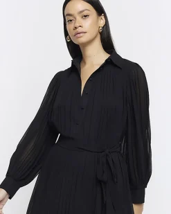 River Island plisse tie waist mini shirt dress< Dresses