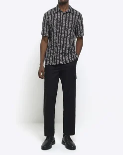 River Island regular fit crinkle arrow print shirt< Shirts