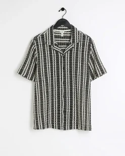 River Island regular fit crochet stripe revere shirt< Shirts